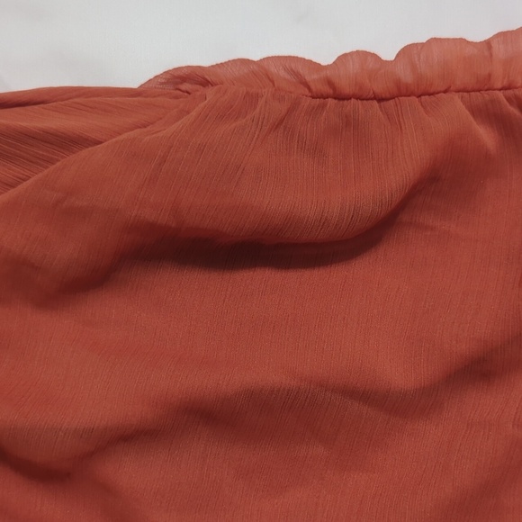 ASOS DESIGN corset lace chiffon mix panelled milkmaid midi dress, Color Rust Sz0 - Picture 13 of 16